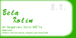 bela kolin business card